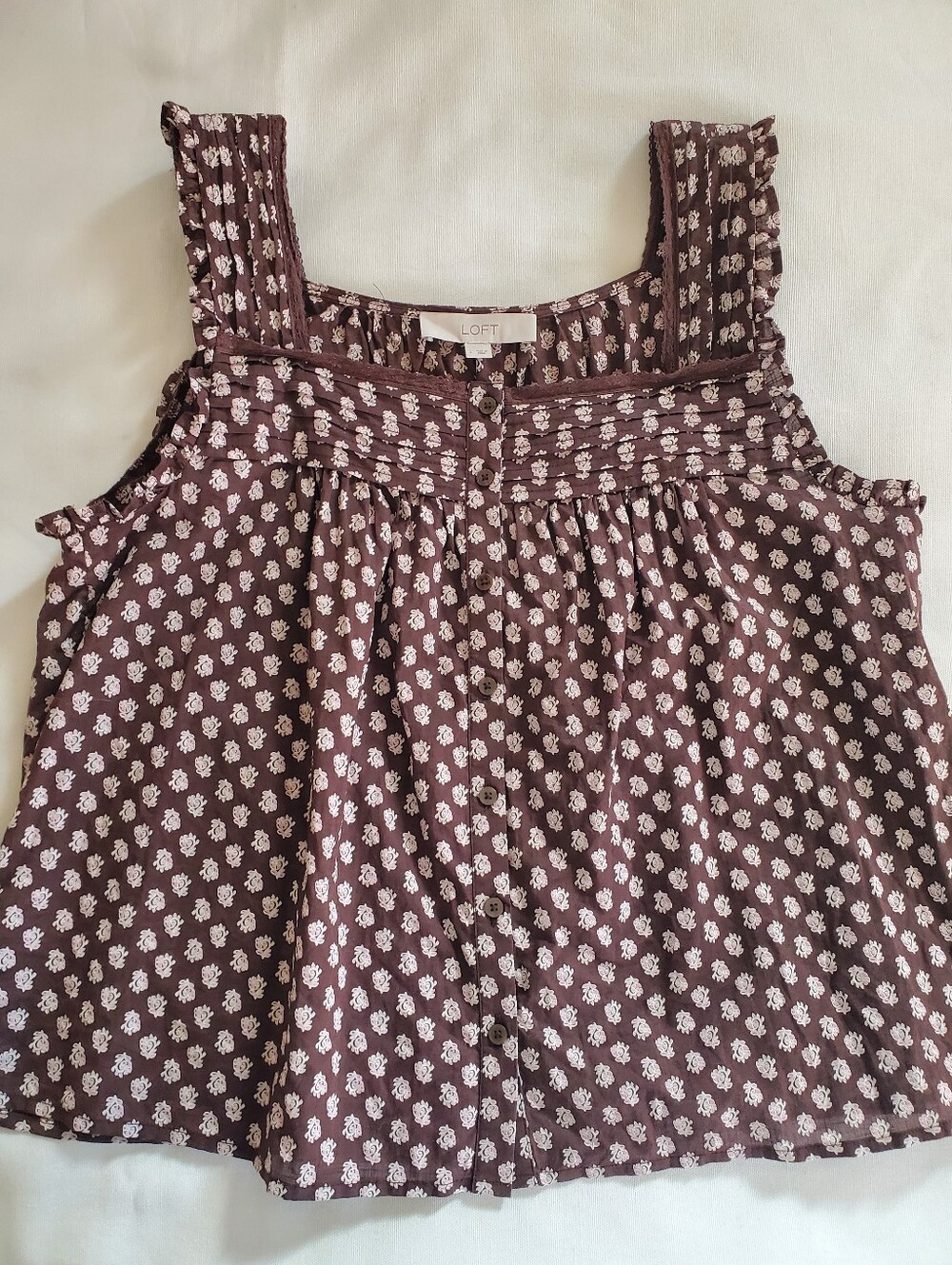 LOFT Floral Square Neck Blouse-size Large